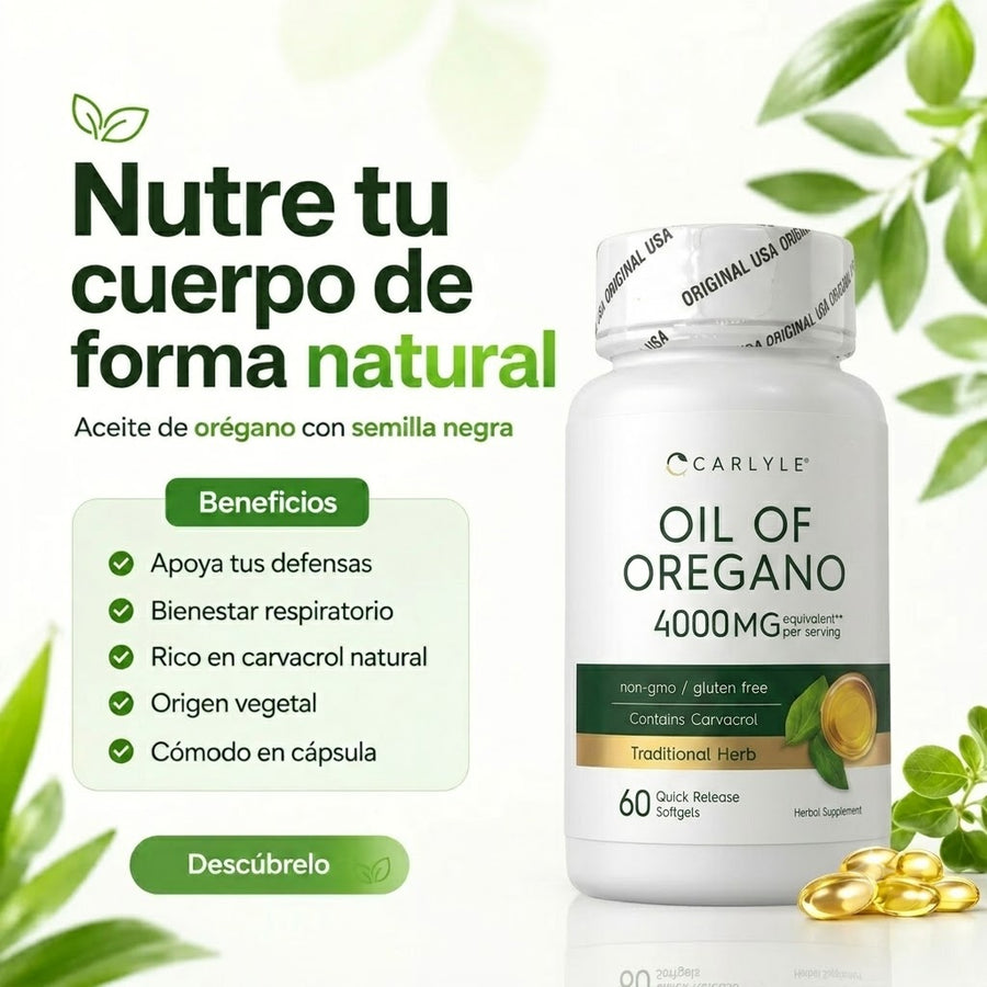 Aceite de Orégano + Semilla Negra — 60 Cápsulas