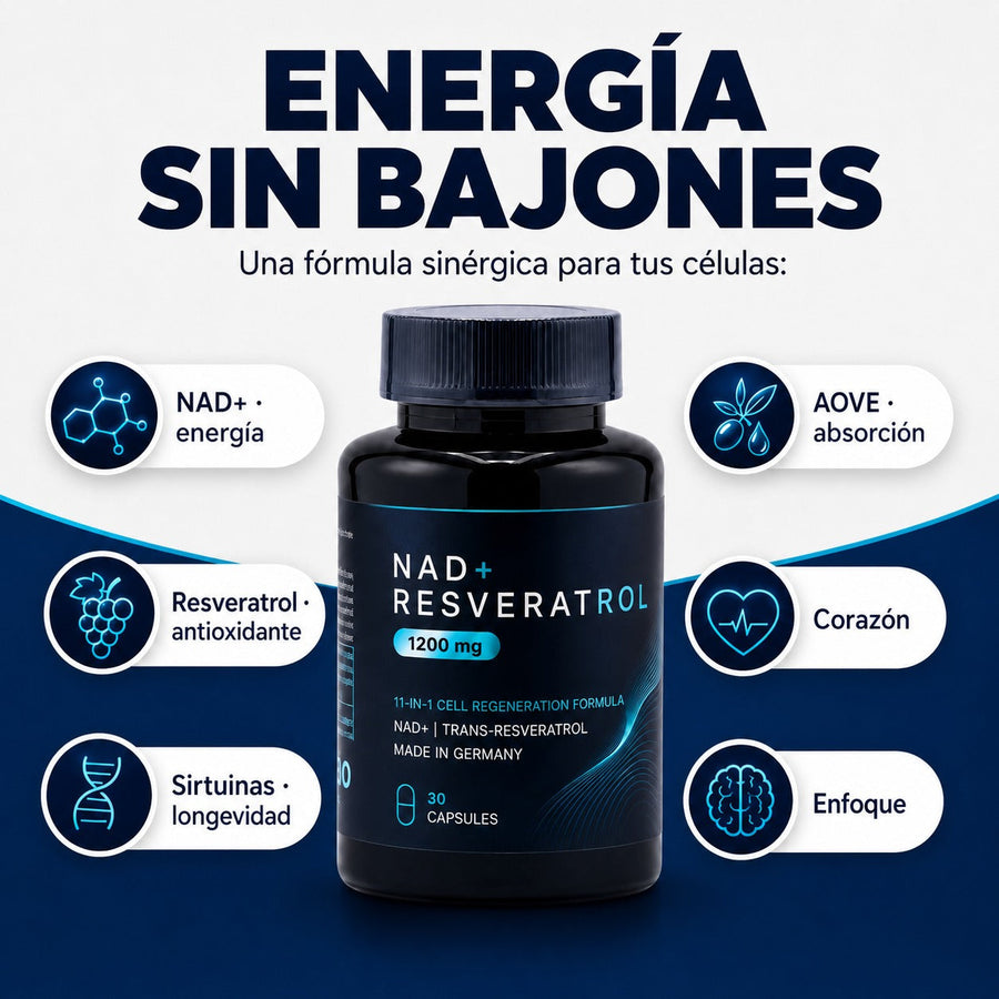 NAD + Resveratrol - Antienvejecimiento y Energía