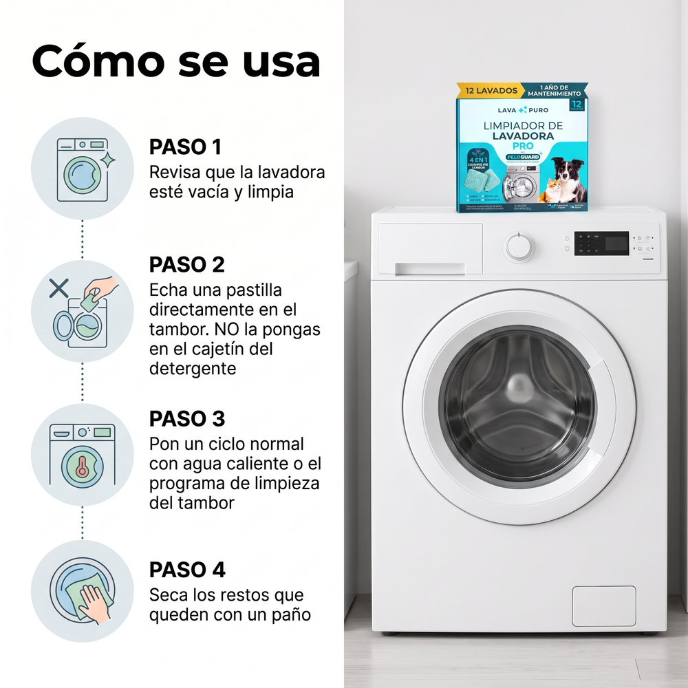 Cómo se usa LavaPuro en cuatro pasos
