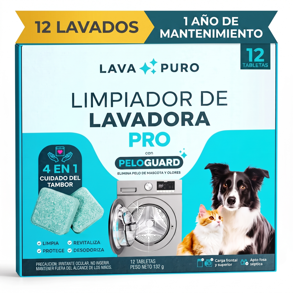 Caja de LavaPuro Limpiador de Lavadora Pro con 12 tabletas